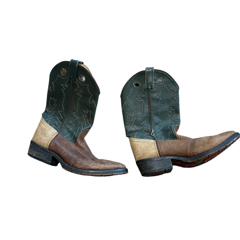 Double H Kids' Green and Brown Western Boots